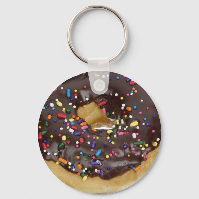 Chocolate Donut med Sprinkles-Nyckelring Nyckelring (Framsida)