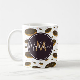 Chocolate Donut Mönster Food Monogram Kaffemugg