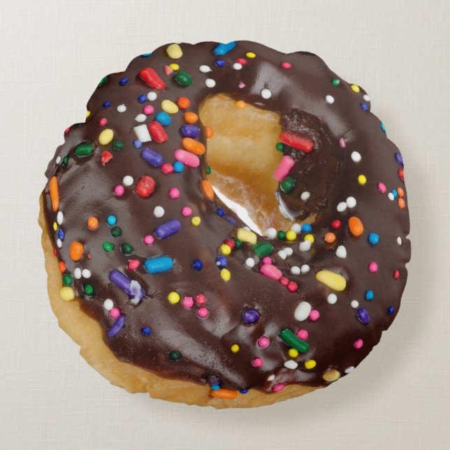 Chocolate Donut-Novelty Rund Kudde (Framsidan)