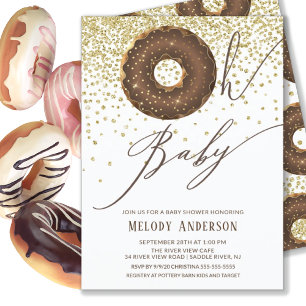 Chocolate Donut Oh Baby Neutralt Baby Shower Inbjudningar