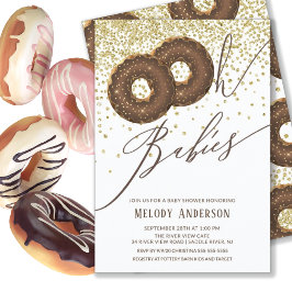 Chocolate Donut Oh Spädbarn Twillingar Baby Shower Inbjudningar