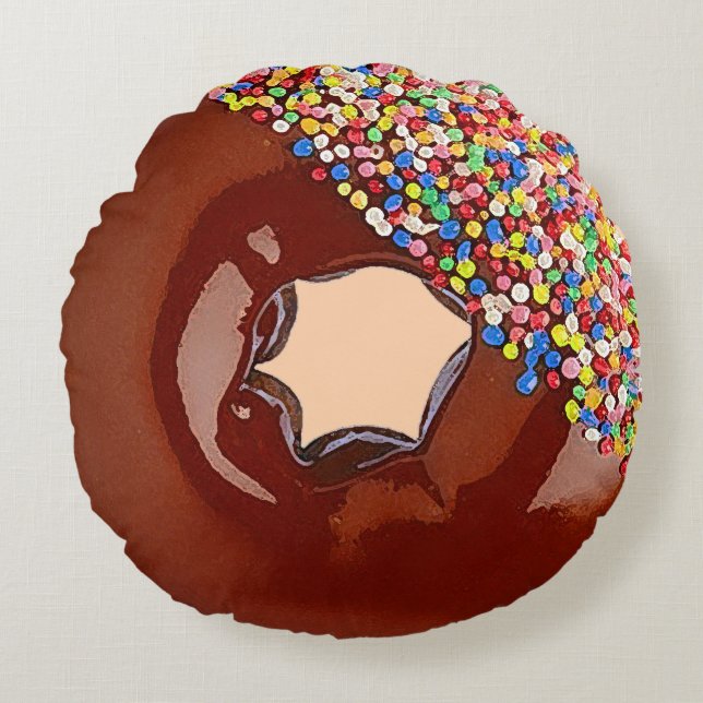 Chocolate Donut Rund Kudde (Framsidan)
