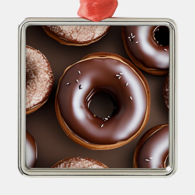 Chocolate Donuts med Sprinkles-jul Julgransprydnad Metall (Framsidan)