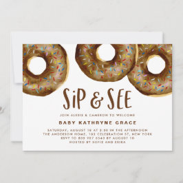 Chocolate Donuts Sprinkles Baby Shower Sip and See Inbjudningar