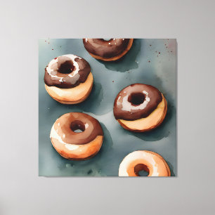 Chocolate Donuts Vattenfärg Canvastryck