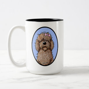 Chocolate Doodle Girl Goldendoodle Hund Art Mugg