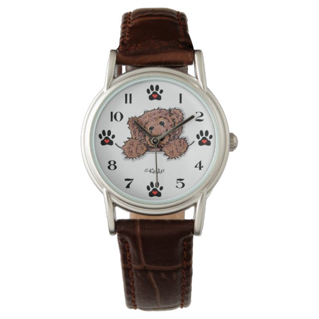 Chocolate DOODLE Hund Watch Armbandsur (Framsida)