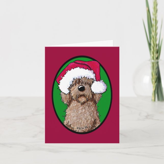 Chocolate Doodle Santa Holiday Card Helgkort (Framsida)