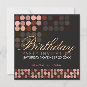 Chocolate Dots Snyggt Disco Party Birthday Invita Inbjudningar