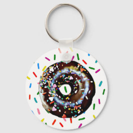 Chocolate Doughnut med Sprinkles-Nyckelring Nyckelring