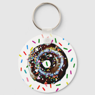 Chocolate Doughnut med Sprinkles-Nyckelring Nyckelring