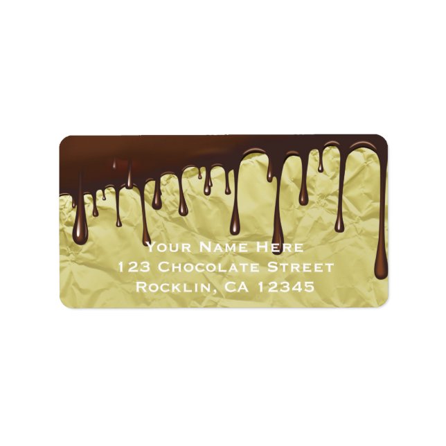 Chocolate Drip Faux Gold Foil Wrapper Party Adressetikett (Framsidan)