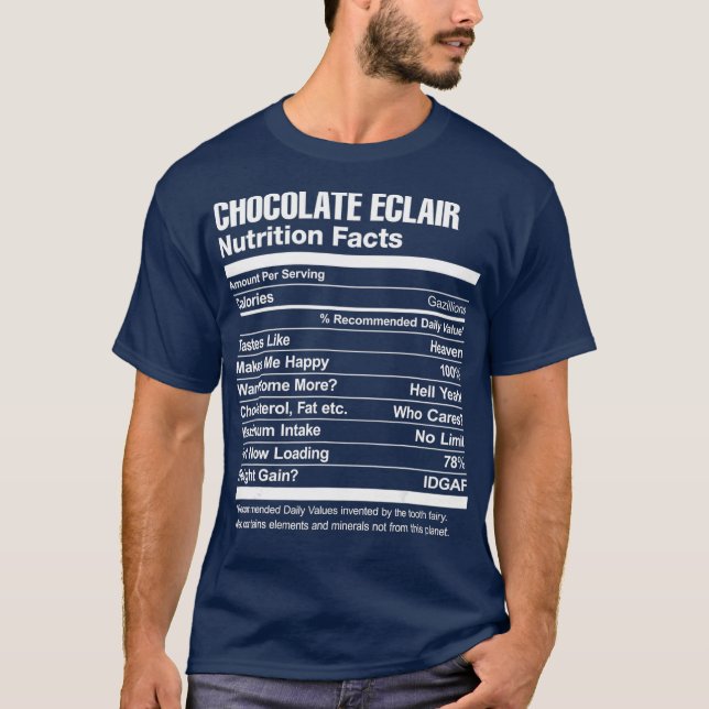Chocolate Eclair Nutrition Facts Funny T Shirt (Framsida)