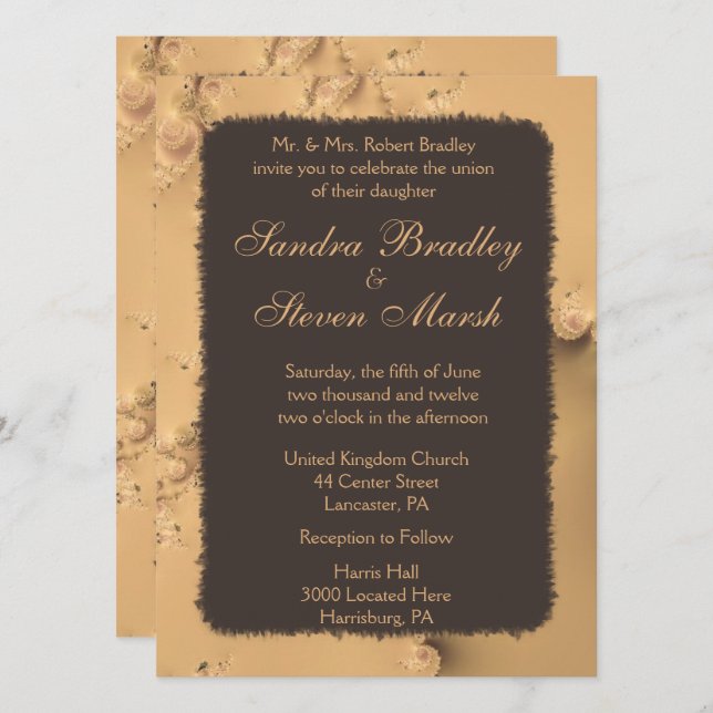 Chocolate Elegance Wedding bjudande Inbjudningar (Fram/baksida)