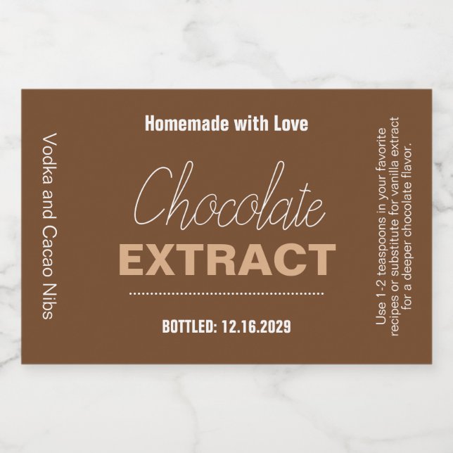 Chocolate Extract Modern Label Sticker (Enkel etikett)