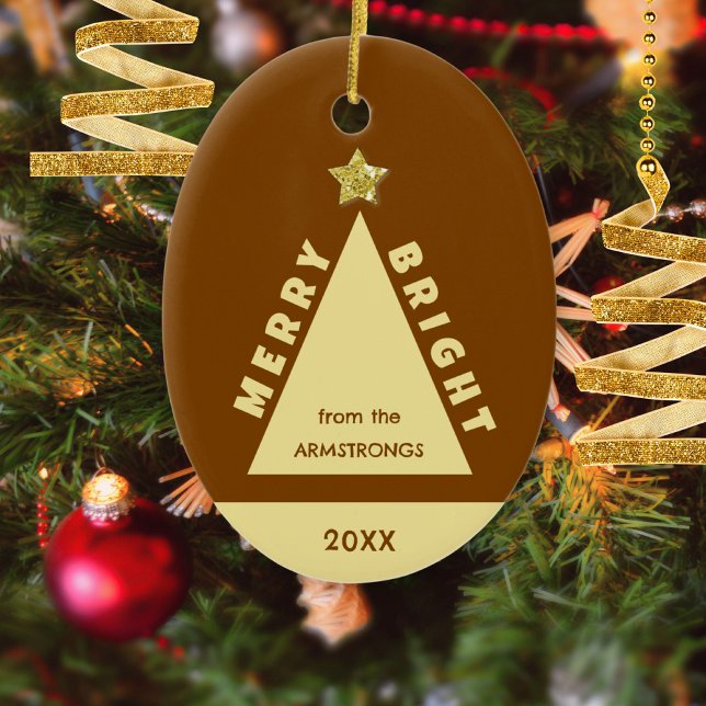 Chocolate Family Photo Minimalist Keepsake Julgransprydnad Keramik (Chocolate Merry Bright Family Photo Christmas Ceramic Ornament ©Susanne Sachers - Sunny Mind 🌞)