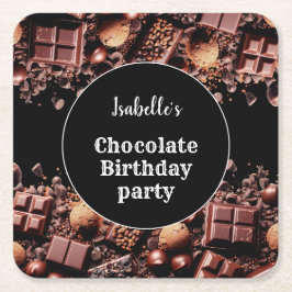 Chocolate Födelsedagsfest Hett Chocolate Underlägg Papper Kvadrat