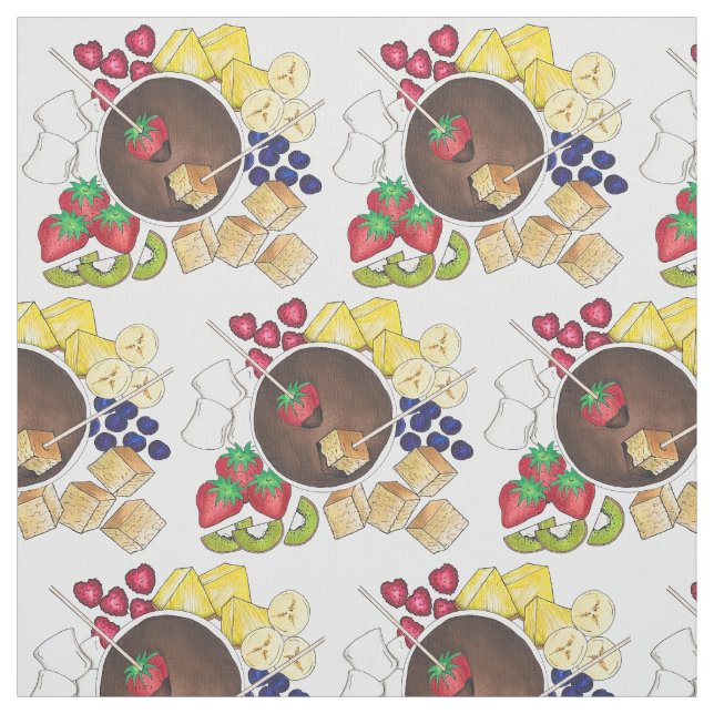 Chocolate Fondue Fruit Cake Marshmallow Dessert Tyg (Provkarta)