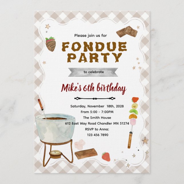 Chocolate Fondue Invitation Inbjudningar (Framsida)