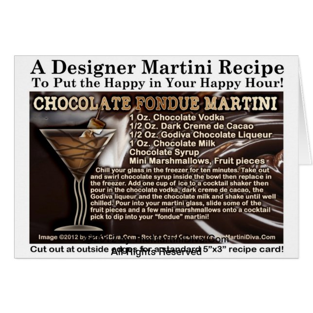 Chocolate Fondue Martini Recept Greeting Card Hälsningskort (Framsidan Horizontal)