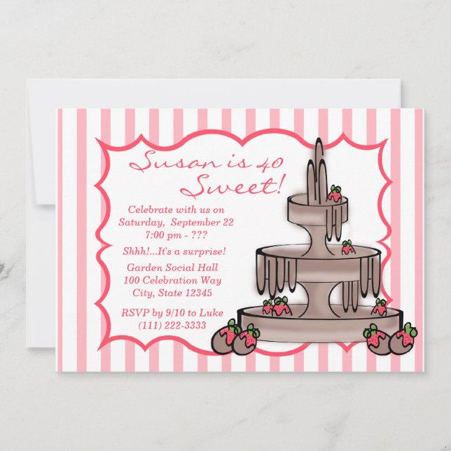 Chocolate Fontän Birthday Inbjudningar (Framsida)