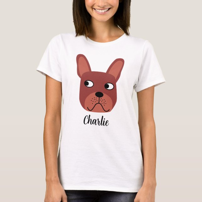 Chocolate Fransk Bulldog-Personlig T Shirt (Framsida)