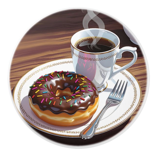 Chocolate Frosted Donut and Coffee  Knopp (Framsidan)