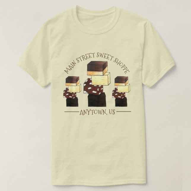 Chocolate Fudge Confection Candy Sweet Shop Shoppe T Shirt (Design framsida)