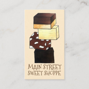 Chocolate Fudge Confection Candy Sweet Shop Shoppe Visitkort