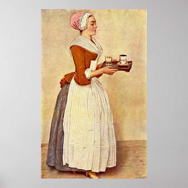 Chocolate Girl av Jean-Etienne Liotard Poster (Framsidan)