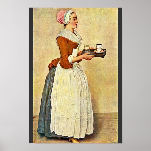 Chocolate Girl (Miss Baldauf), av Liotard Jea Poster (Framsidan)