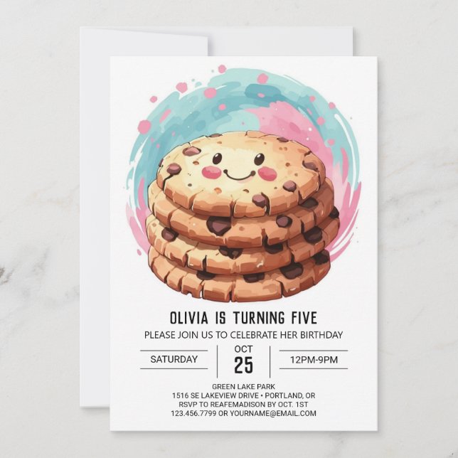 Chocolate Girly Online Cookies Birthday Inbjudningar (Framsida)