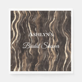 Chocolate Gold Virvlar Blommig Bröllopsfest Pappersservett