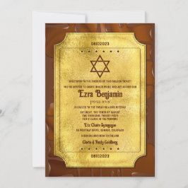 Chocolate Golden Biljett Bat mitzvah eller Pub Mit Inbjudningar