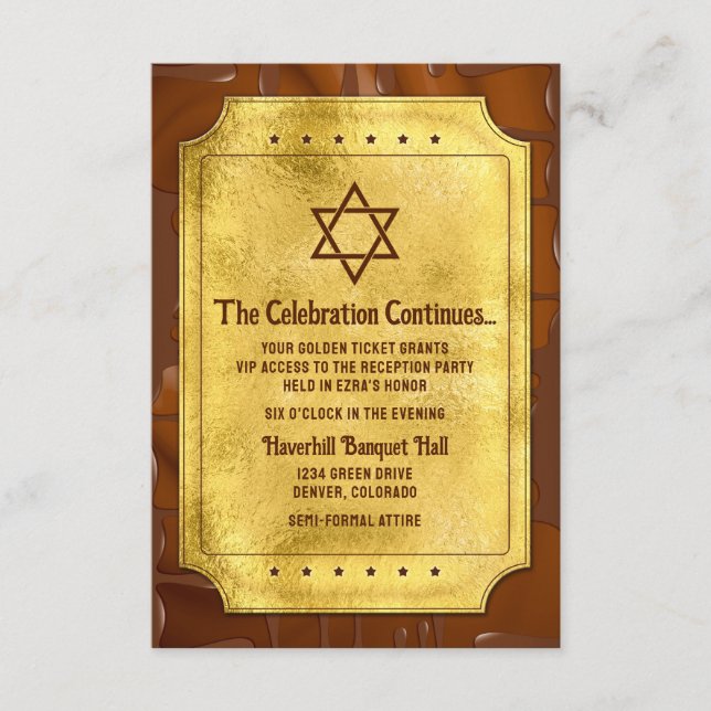 Chocolate Golden Biljett Fladdermus Pub Mitzvah Re Tilläggskort (Framsida)