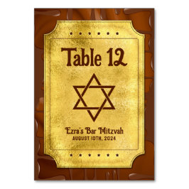 Chocolate Golden Biljett Pub eller Bat mitzvah Bordsnummer