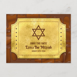 Chocolate Golden Biljett Pub Mitzvah Spara datumet Vykort