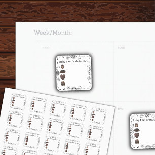 Chocolate Gratully Bullet Journal Stickers Fyrkantigt Klistermärke