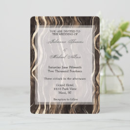 Chocolate Guld Swirls Blommigt Bröllop Inbjudningar