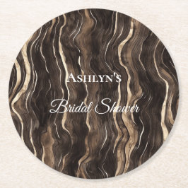 Chocolate Guld Swirls Blommigt Möhippa Underlägg Papper Rund