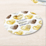 Chocolate Guld White Hearts Möhippa Underlägg Papper Rund<br><div class="desc">Chocolate Guld White Hearts Möhippa Bröllop</div>