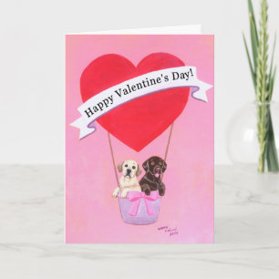 Chocolate & Gult Labradors Valentindagskort Helgkort