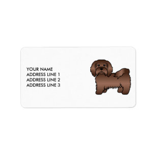 Chocolate Havanese Cute Tecknad hund & Anpassnings Adressetikett