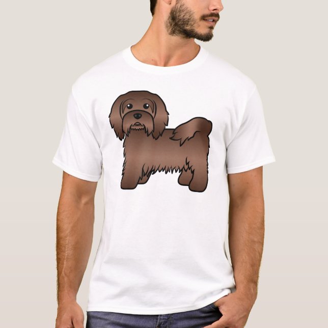 Chocolate Havanese Cute Tecknad hund Illustration T Shirt (Framsida)