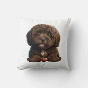 Chocolate Havanese Puppy Kärlek Design by HavaHug Kudde