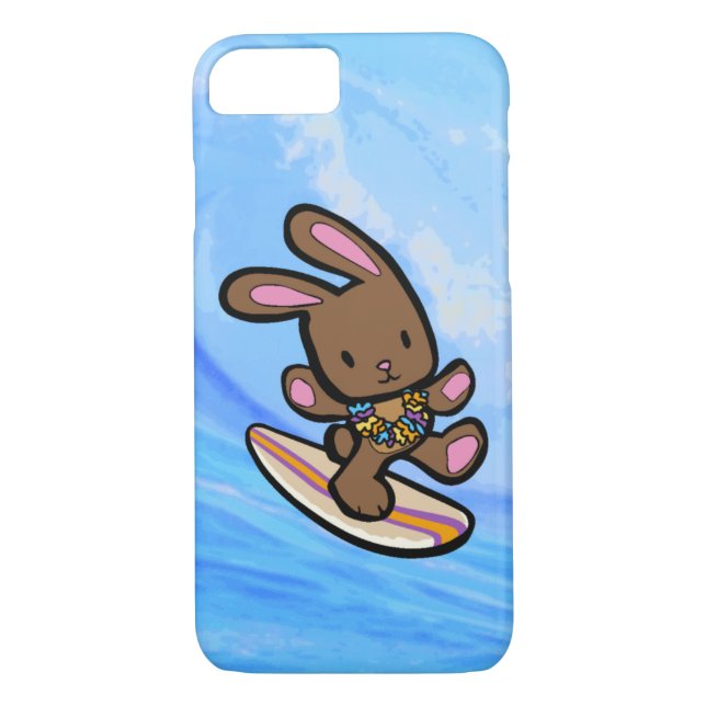 Chocolate Hawaiian Surfing Bunny Case-Mate iPhone Skal (Baksida)
