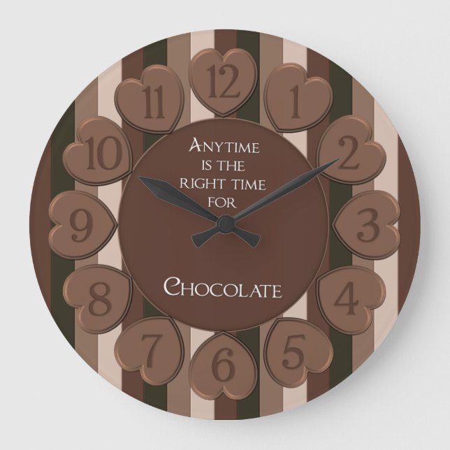 Chocolate Hearearts Round Wall Clock Stor Klocka (Framsida)