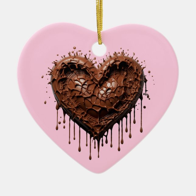 Chocolate Heart Valentine Julgransprydnad Keramik (Framsidan)