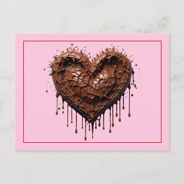 Chocolate Heart Valentine Vykort (Framsida)