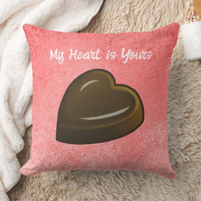 Chocolate Heart Valentines Day Kudde (Filt)